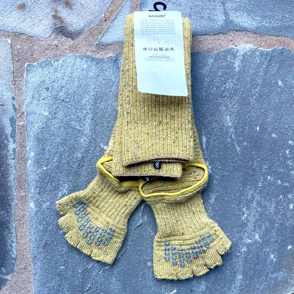 Wool Blend Confetti Ribbed Open Toe/Heel Yoga Leg Warmers Socks -BITTER YELLOW - Picture 5 of 6